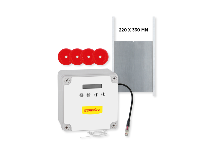 AUTOM. KIPPENDEUR MET SCHUIFDEUR 220X330MM