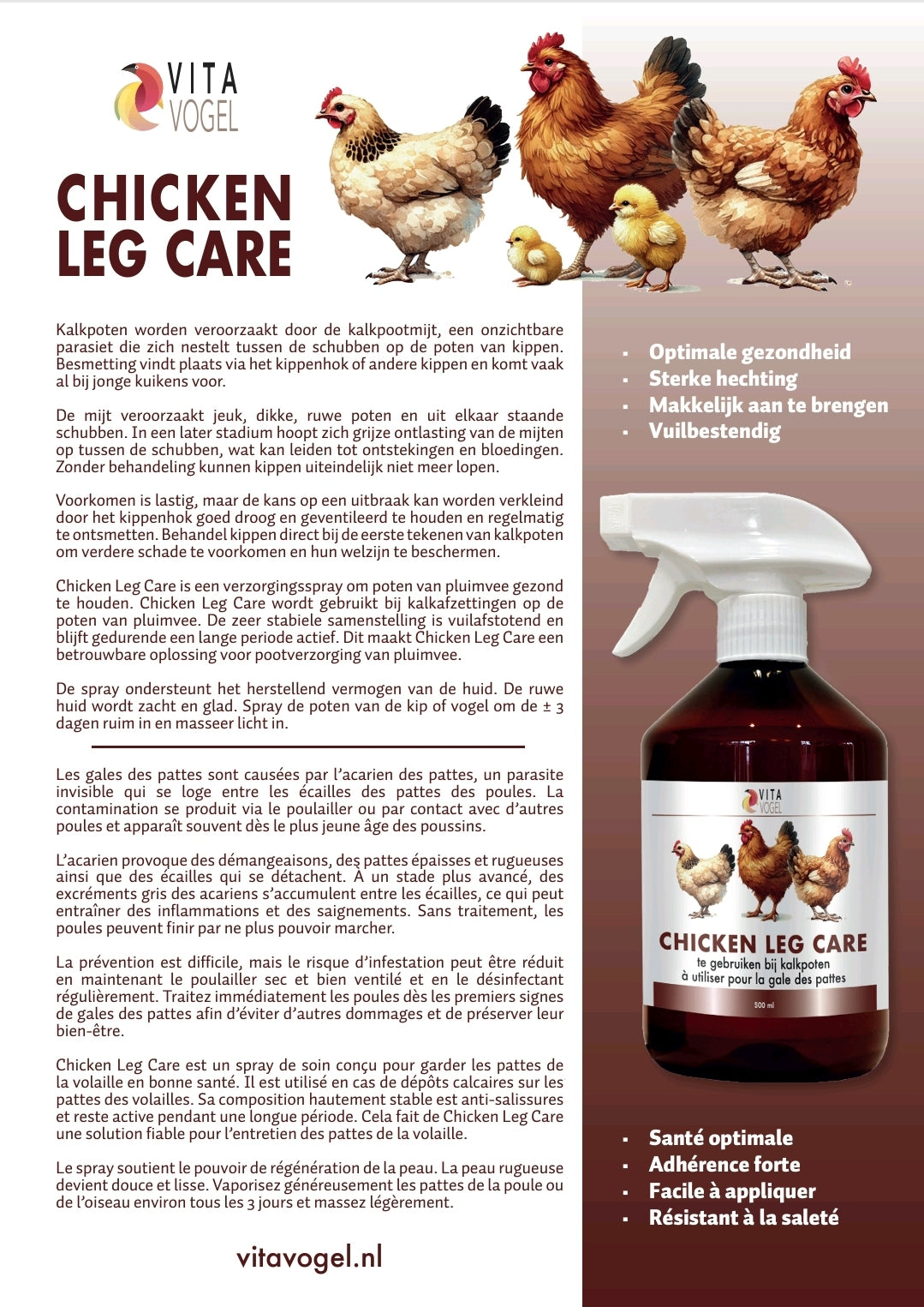 Chicken Leg Care 500ml - Kalkpoten Behandeling - Vita Vogel