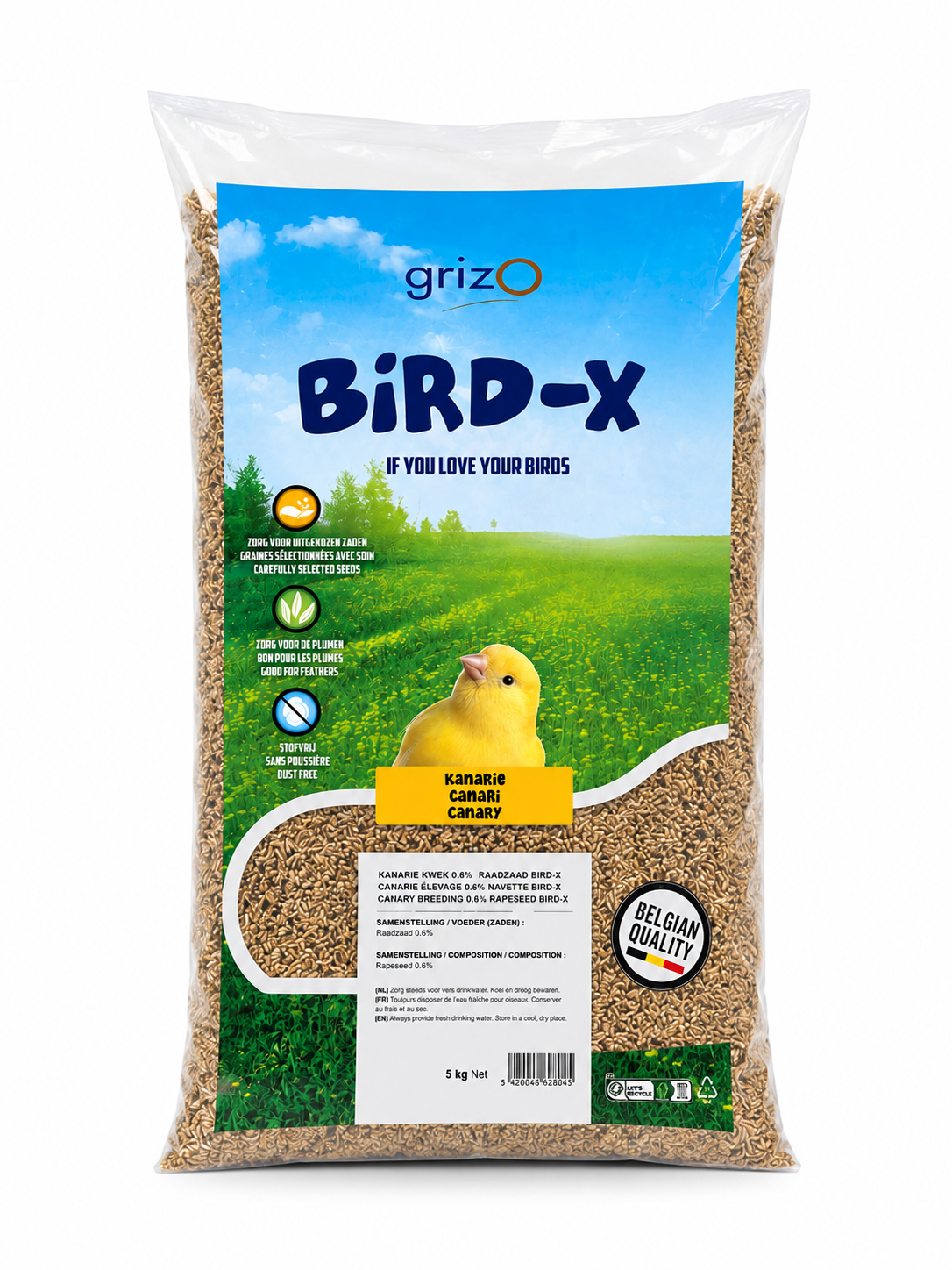 Bird-X Kanarie kweek mengeling (0,6% koolzaad) 5kg ( zelf ingepakt )