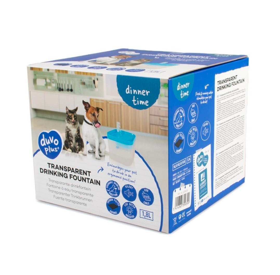 Duvo+ Transparent Drinking Fountain 1.8L