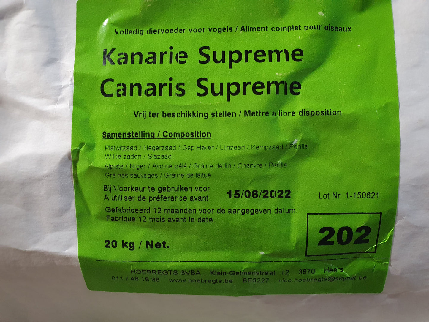 Kanarie Supreme Met Witte Perilla - 5kg Uitgepond - Vogelvoer