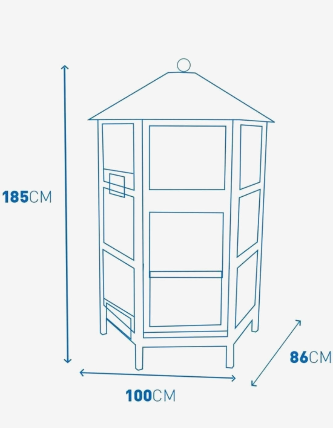 Woodland volière hexagon cottage 100x86x185cm