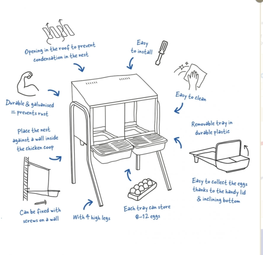 Hoge legbak gegalvaniseerd met voetjes Rood 57,5x46x76cm