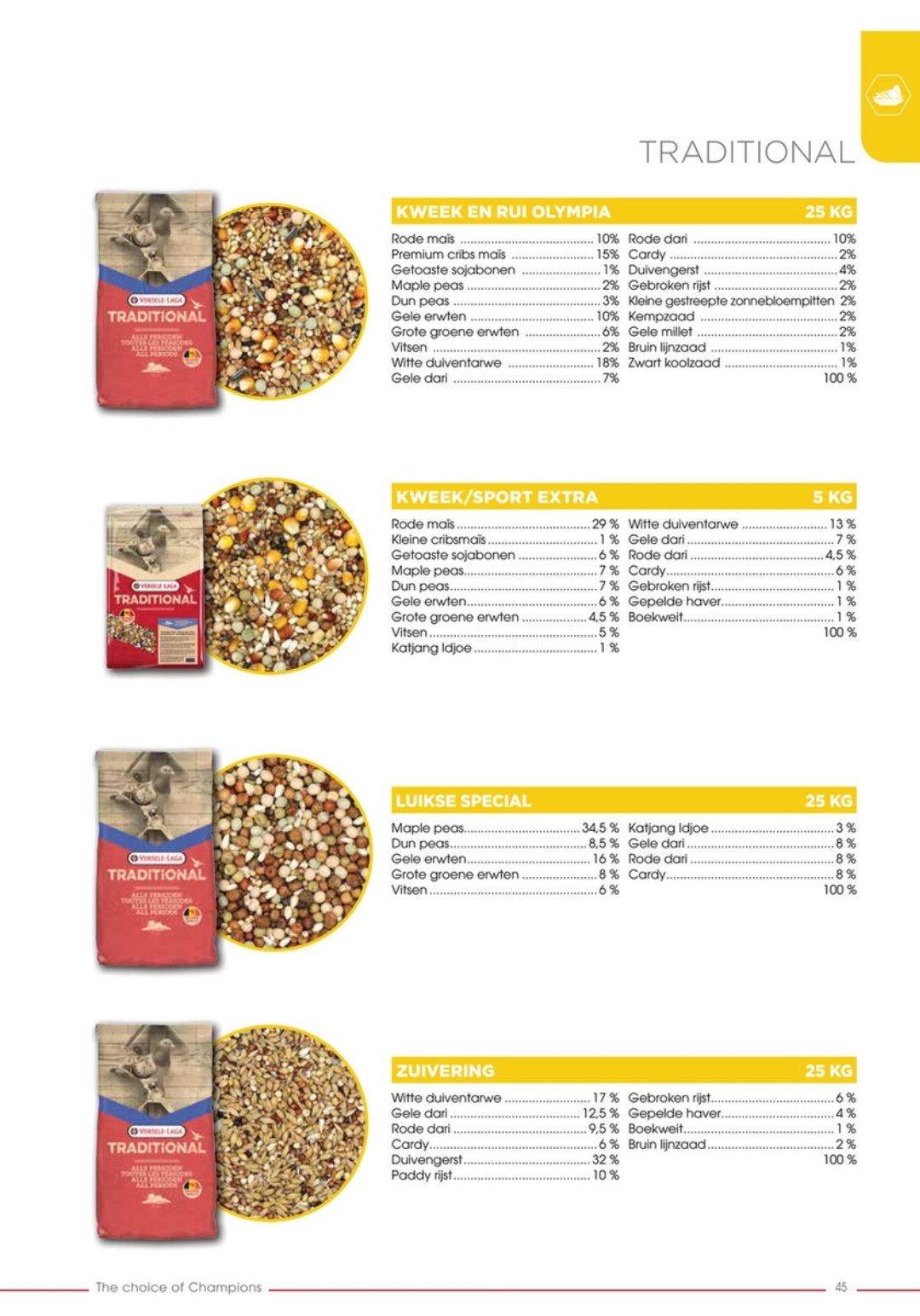 Tradi Zuivering - Duivenvoer - 25 kg - Versele Laga