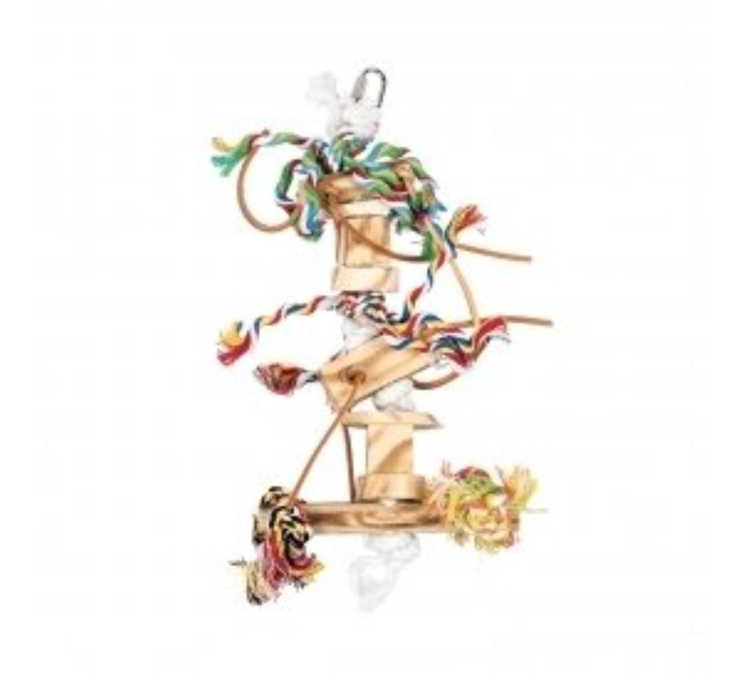 Houten hanger Met Leder en Touw M