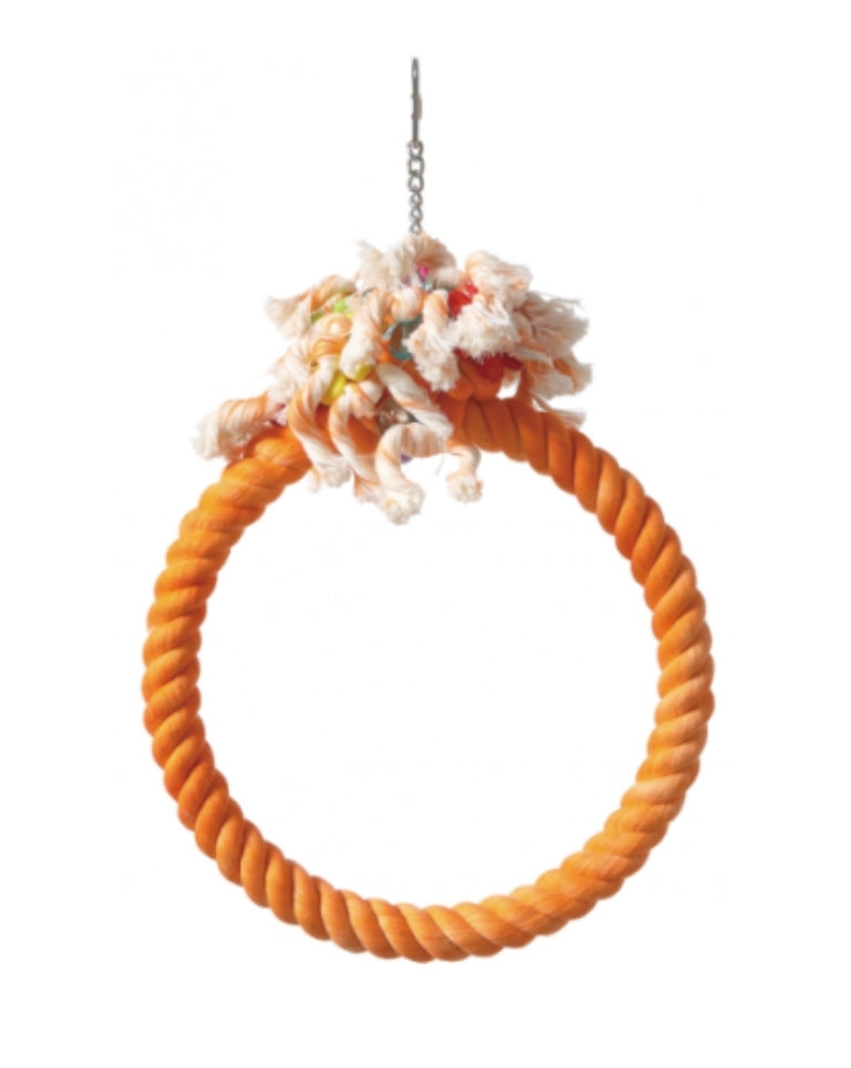 Vogelspeelgoed Katoenen Touwringen M/Oranje