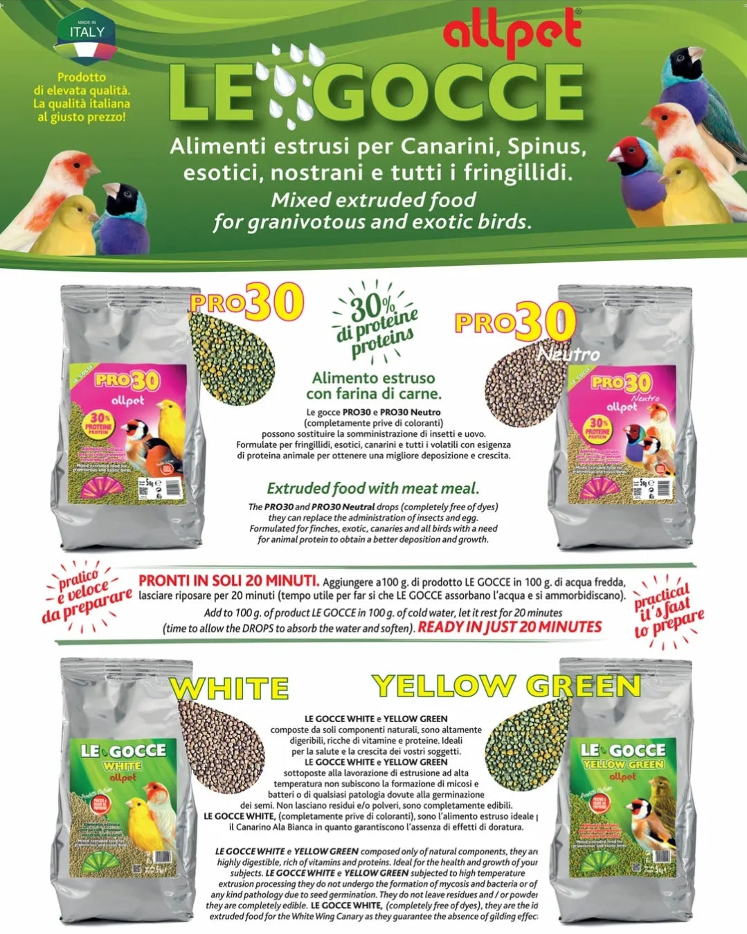 Le Gocce Yellow Green 900 gram ( kiemzaad vervanger ) - AllPet