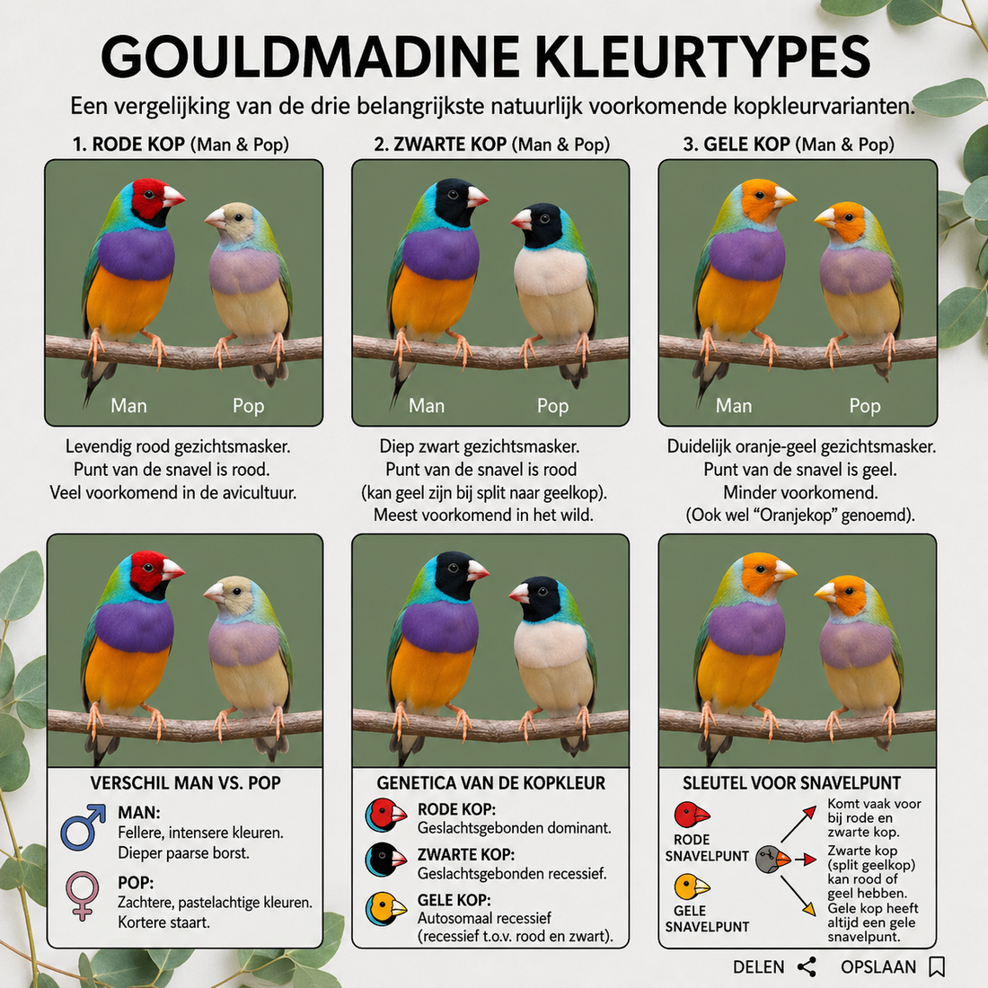 Gouldamadines kleur types