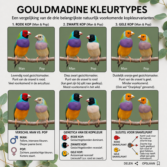 Gouldamadines kleur types