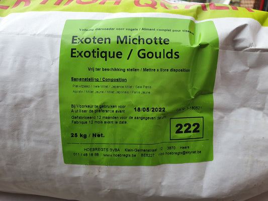 Exoten Michotte Goulds 20kg ( AANGEPASTE VERPAKKING ) - Hobbyfarm Hoebregts