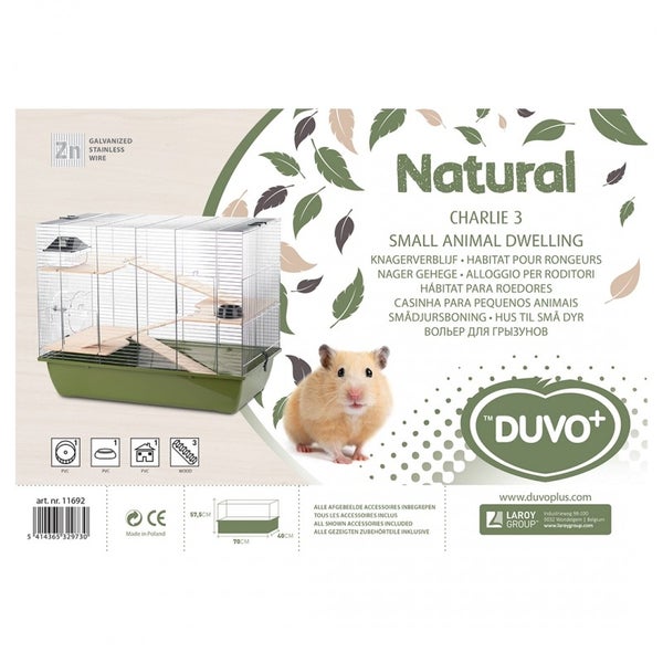 duvoplus knaagdierenkooi natural charlie 3 olijfgroen/zinc