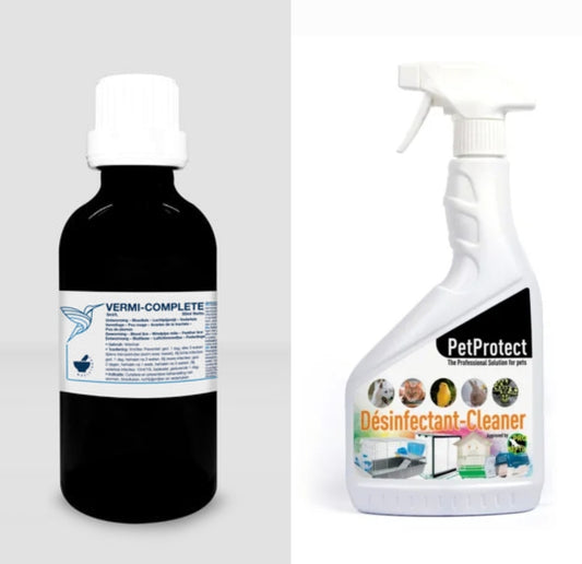 Vermi-Complete 50ml + PetProtect desinfectie spray 750ml, voor alle dierenverblijven