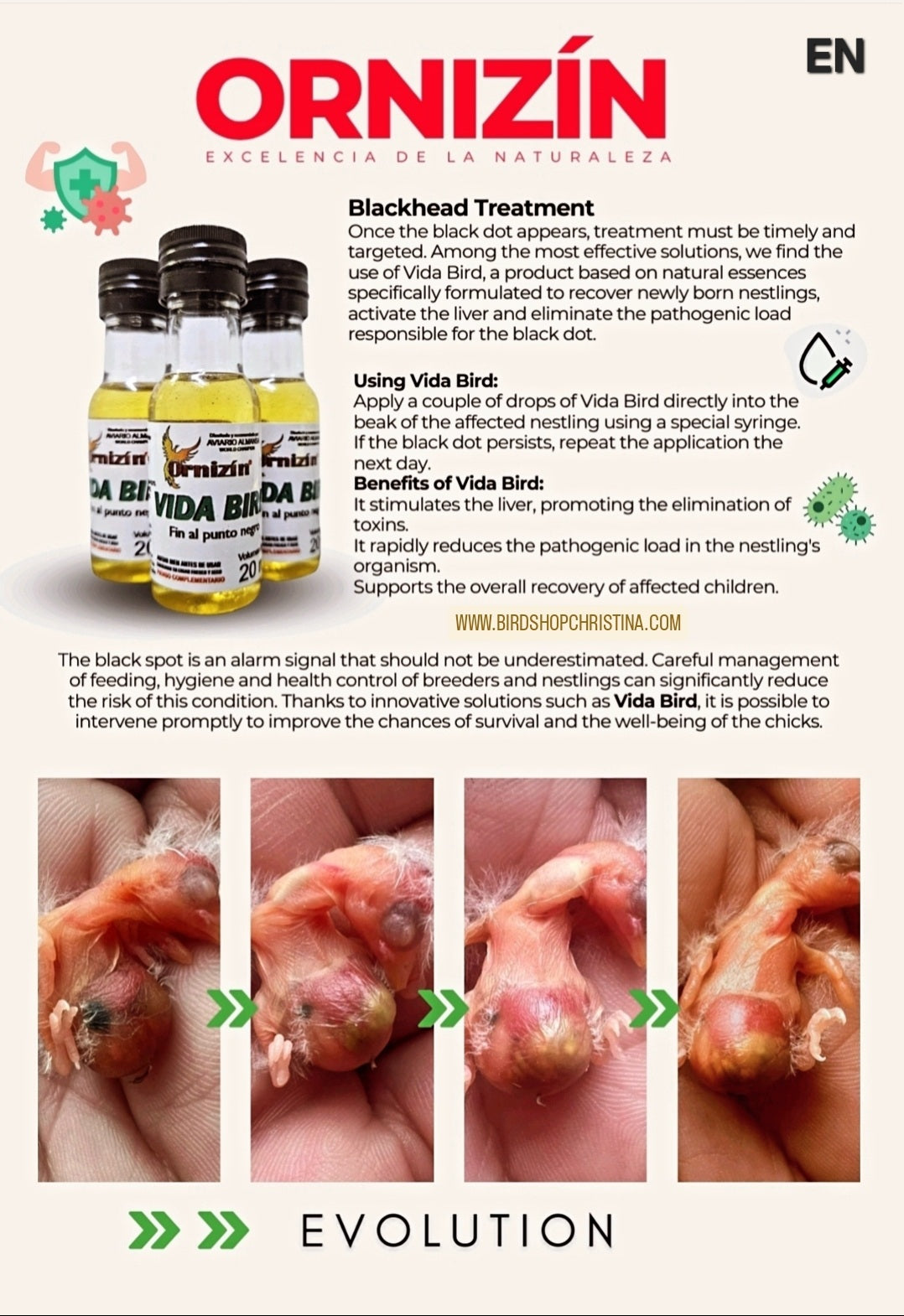 Vida Bird 20ml - Anti Zwarte Stip - Ornizin