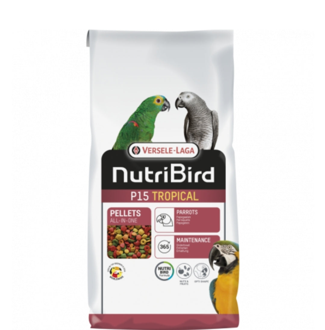 Nutribird P15 tropical 1kg - Geëxtrudeerde korrels - Onderhoudsvoer voor papegaaien