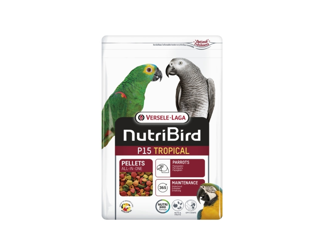 Nutribird P15 tropical 5kg ( zelf afgewogen ) - Geëxtrudeerde korrels - Onderhoudsvoer voor papegaaien