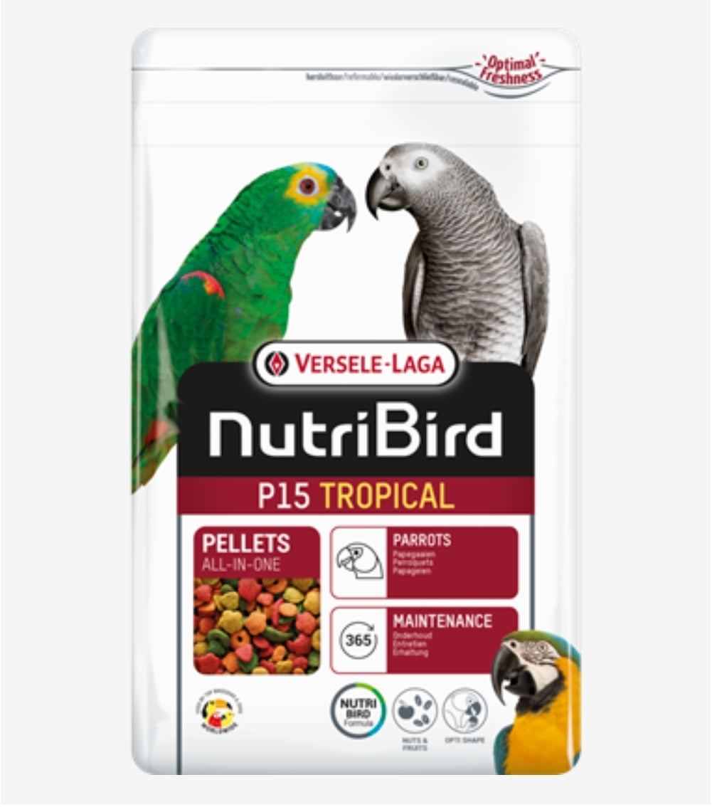 Nutribird P15 tropical 1kg - Geëxtrudeerde korrels - Onderhoudsvoer voor papegaaien