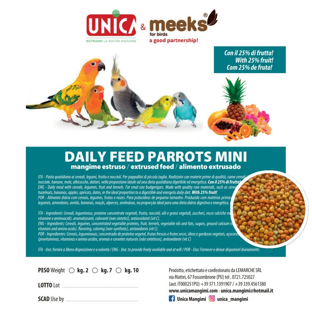 Daily Feed Parrots Mini ( fruit mix ) 1kg - Unica & Meeks