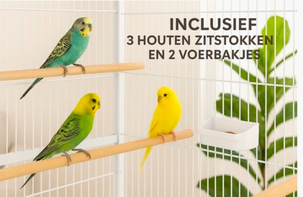 Volière Sumba Wit - volière voor buiten 8 binnen - volière aluminium - 79x52x134 cm - Flamingo volière