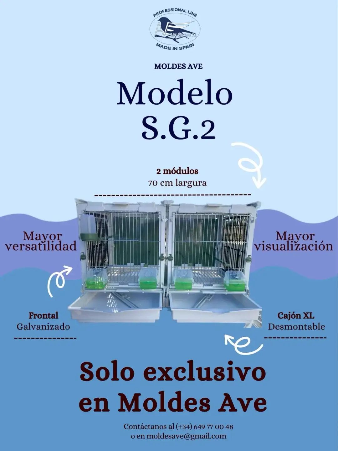 Model SG2, cage module 70cm - MA Cage Moldes Ave – Birdshop Christina ...