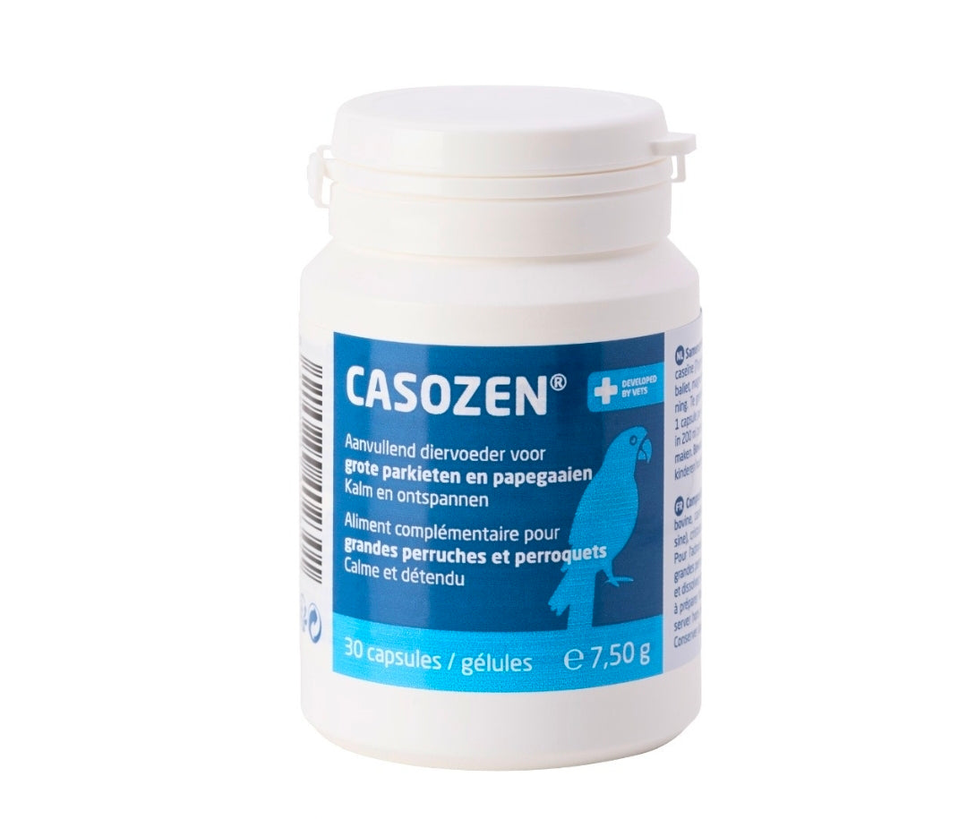 Casozen® - Natuurlijk middel tegen stress en verenplukken bij grote parkieten en papegaaien.