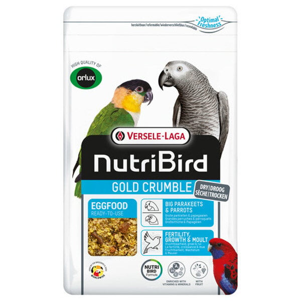 NIEUW Nutribird Gold Crumble Grote Parkieten en Papegaaien 800 gram ( Met ritssluiting )