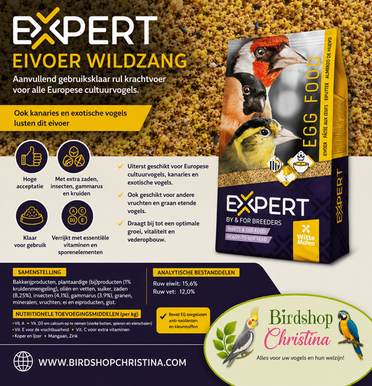 EXPERT Eivoer Wildzang 1kg - 15.6% Eiwitten, Insecten, Gammarus - Witte Molen
