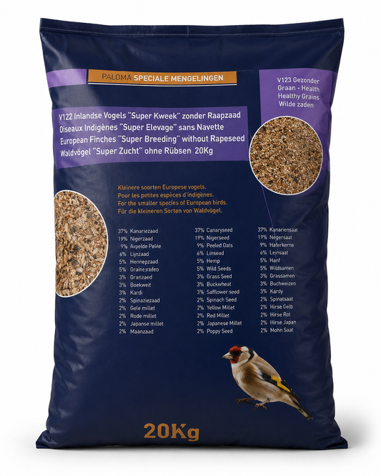 V122 Inlandse Vogels "Super Kweek" zonder Raapzaad" 20kg - Paloma