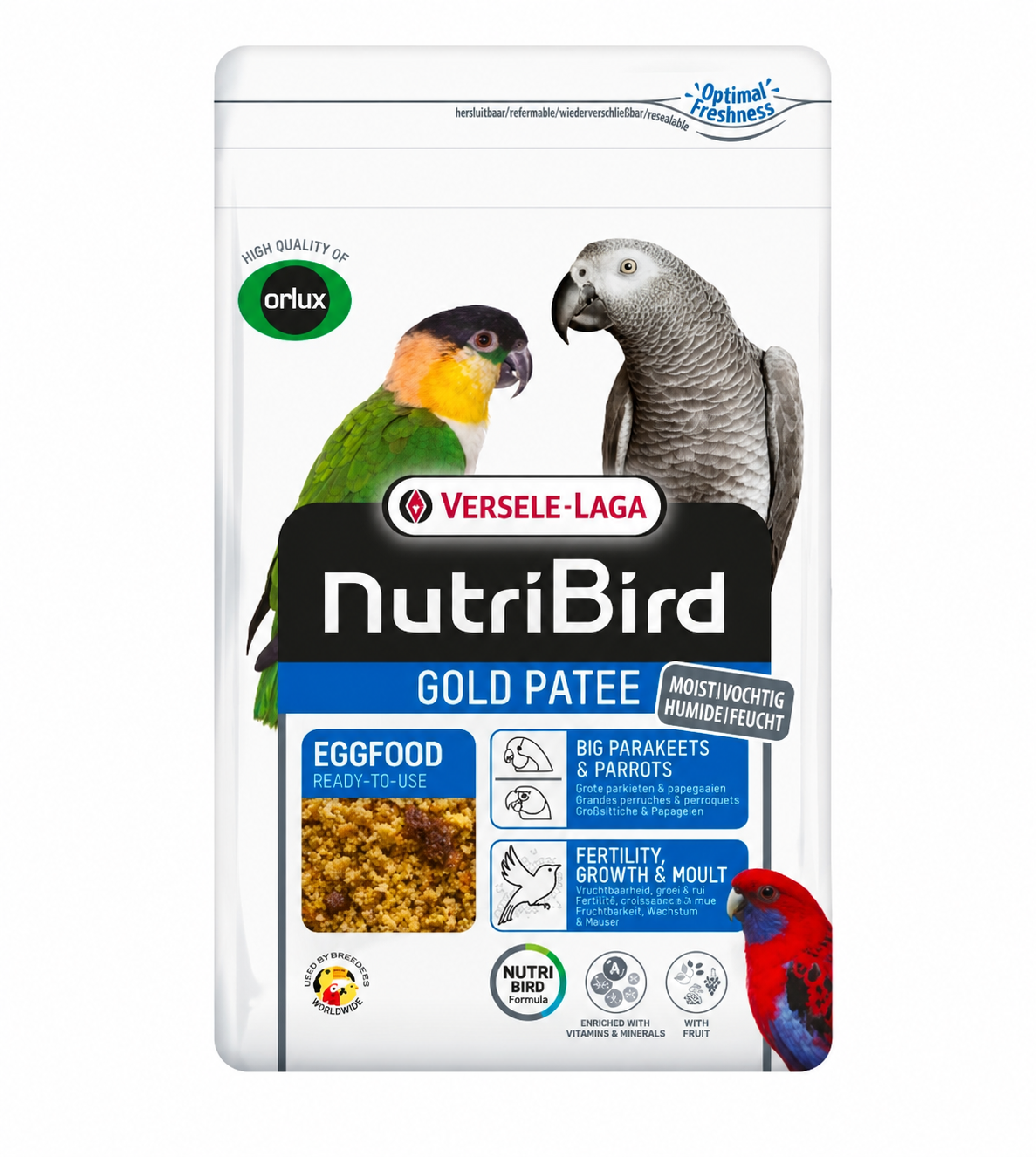 Nutribird Gold Patee Grote Parkieten & Papegaaien 1kg ( Met ritssluiting )
