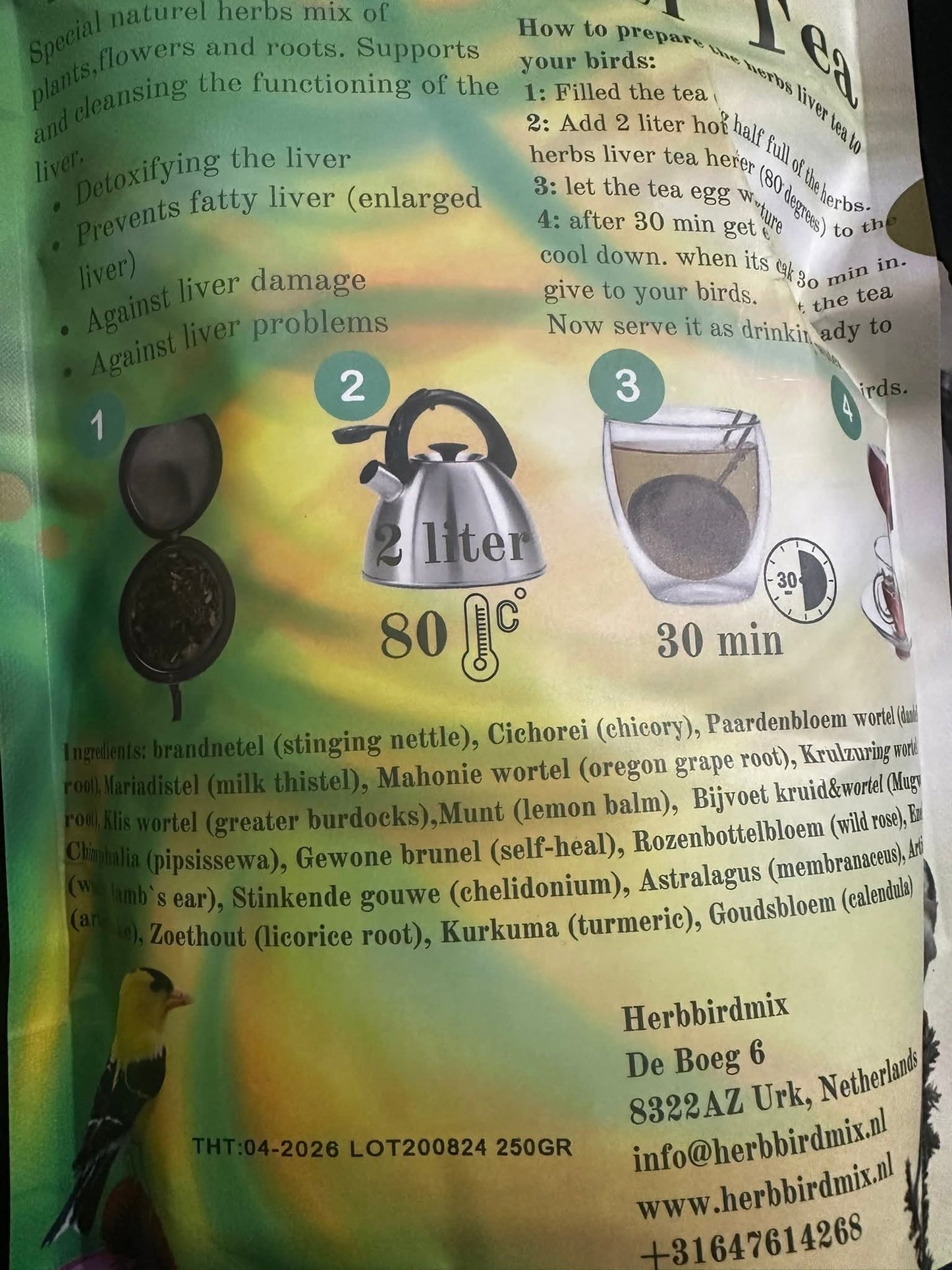 Herbs Liver Tea ( Ondersteuning en Bescherming Van De Lever ) 150 gram - Herb Bird Mix