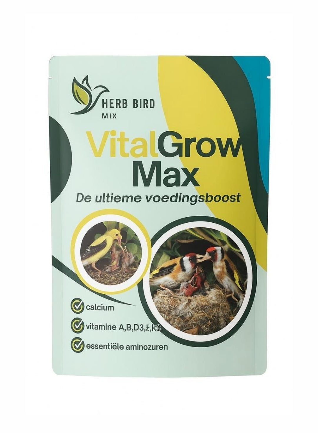 VitalGrow Max 500 Gram - Calcium Vitamines en Essentiële aminozuren  - Herb Bird Mix