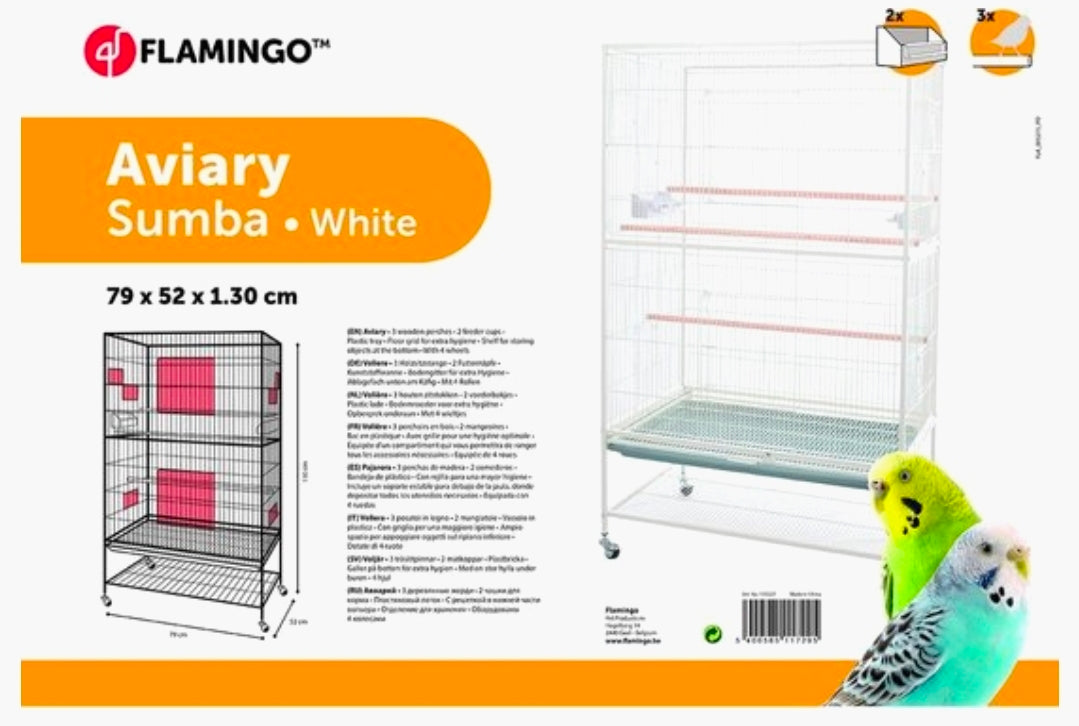 Volière Sumba Wit - volière voor buiten 8 binnen - volière aluminium - 79x52x134 cm - Flamingo volière