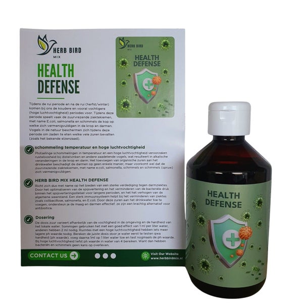 Health Defense 10ml - Voorkomt Coccidiose ( Anti Zwarte Stip ⚫️ 🌱 ) - Betere PH Regeling - Herb Bird Mix