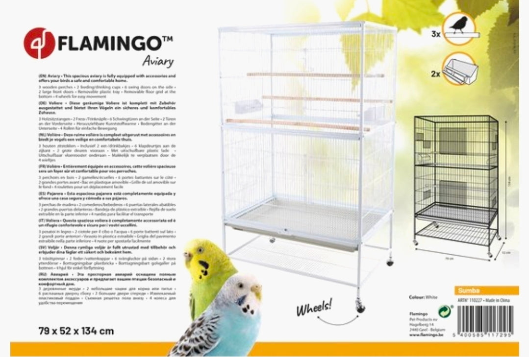 Volière Sumba Wit - volière voor buiten 8 binnen - volière aluminium - 79x52x134 cm - Flamingo volière