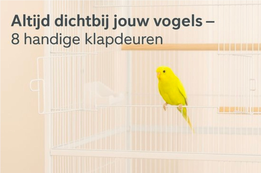 Volière Sumba Wit - volière voor buiten 8 binnen - volière aluminium - 79x52x134 cm - Flamingo volière