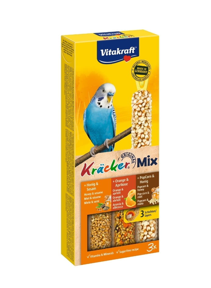 Vitakraft Kräcker Mix parkiet honing/sinaasappel/popcorn 3 stuks