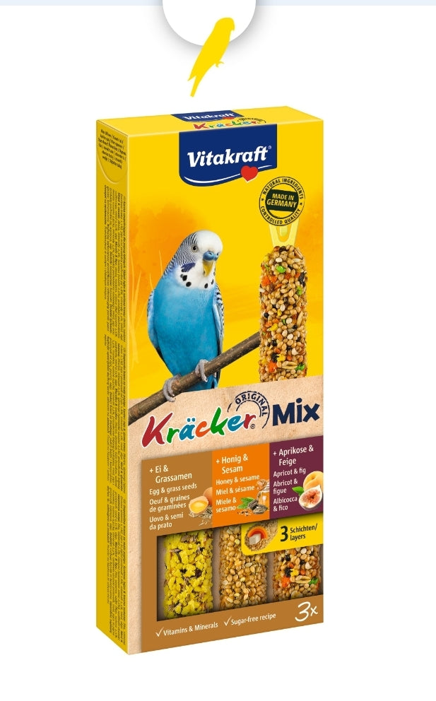 Vitakraft Kräcker Mix parkiet ei/abrikoos/honing 3 stuks