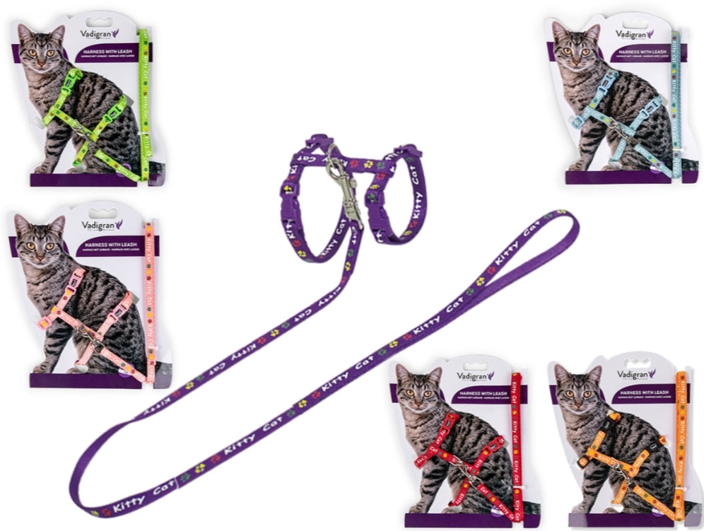HARNAS+LEIBAND KITTY CAT PAARS 15-22/30-32CM+120CM