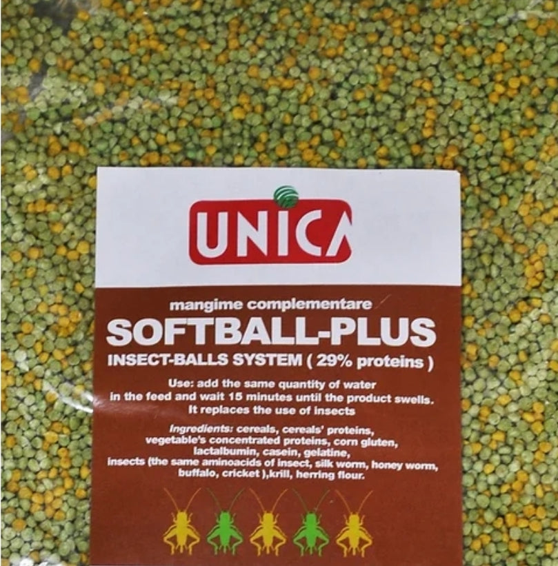 Unica Softball Plus 250 gram ( Insecten ) 29% Protéine ( Alternatief Voor Diepvries Insecten )