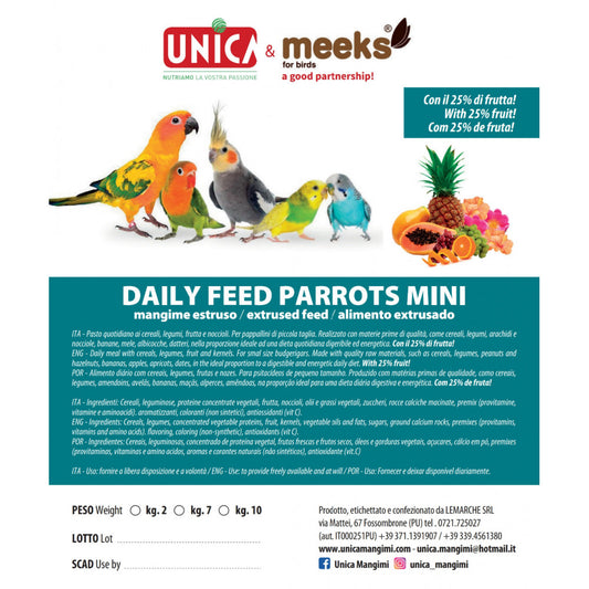 Daily Feed Parrots Mini ( fruit mix ) 4kg - Unica & Meeks